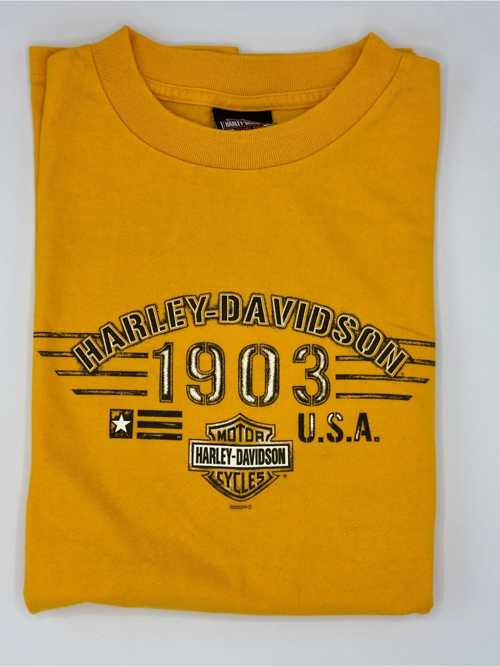 Y2K Vintage Harley-Davidson Men’s Gold Tee Large - HD 1903 USA logo - Alaska